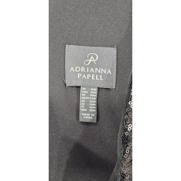 Adrianna Papell Formal Gown Maxi Dress Black Satin Sequin Long NWT Glam 16W - Picture 11 of 16